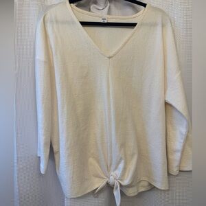 Old Navy Cream V-Neck Blouse with Front Tie